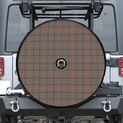 Brown Prince of Wales Check Print Tire Cover With Camera Hole