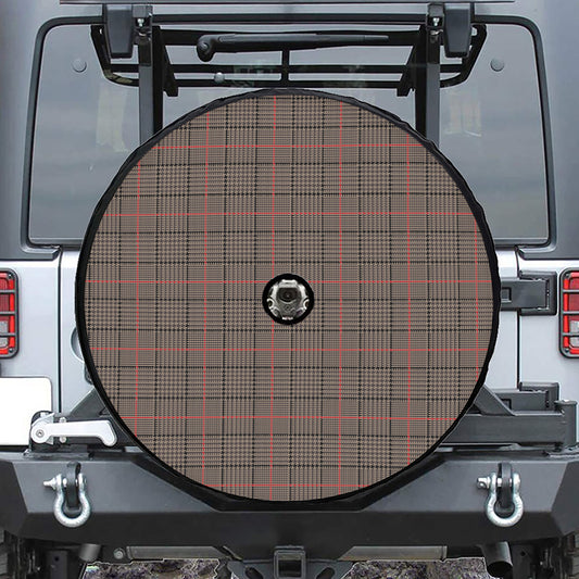 Brown Prince of Wales Check Print Tire Cover With Camera Hole