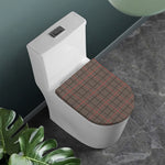 Brown Prince of Wales Check Print Toilet Lid Cover
