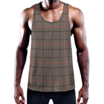Brown Prince of Wales Check Print Training Tank Top