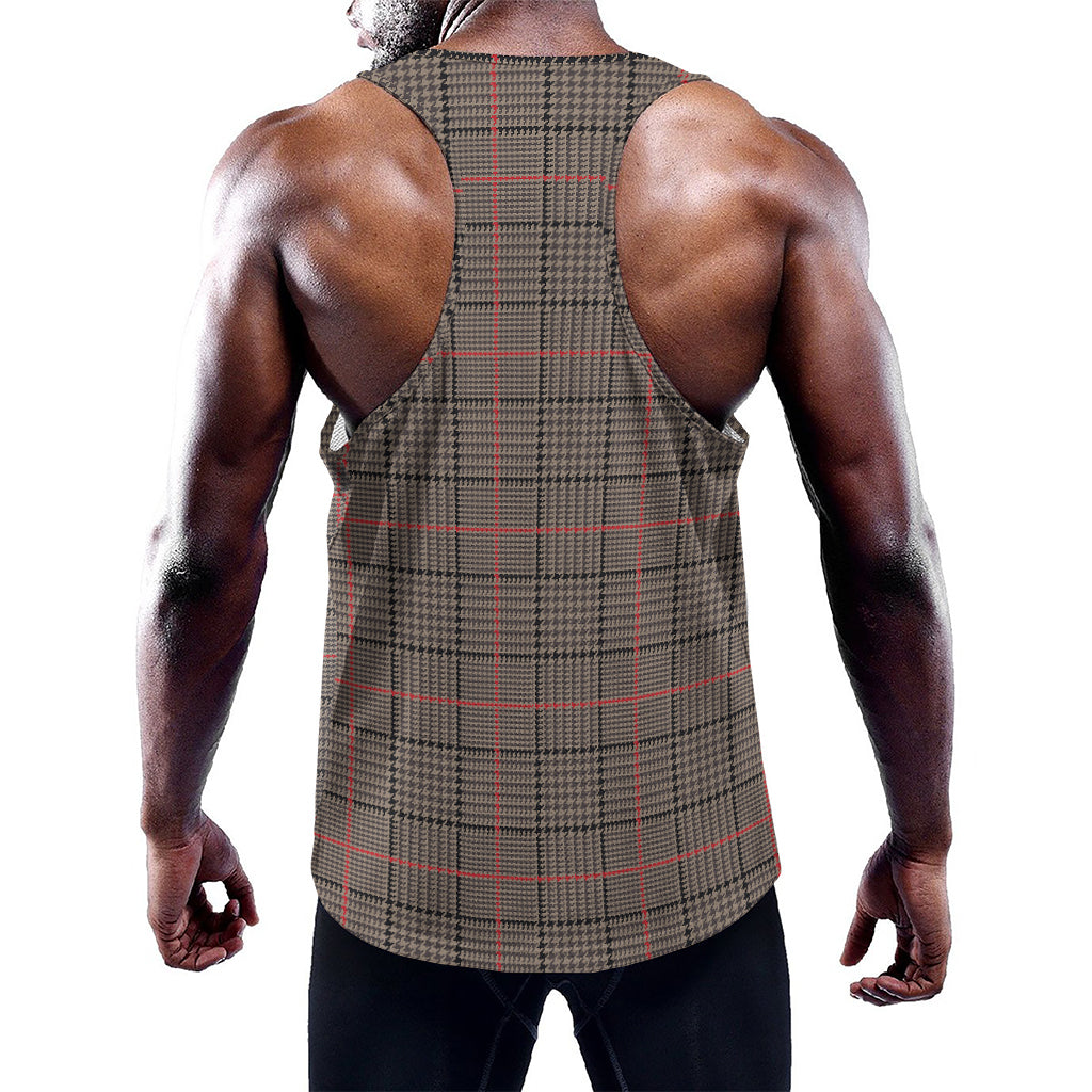 Brown Prince of Wales Check Print Training Tank Top