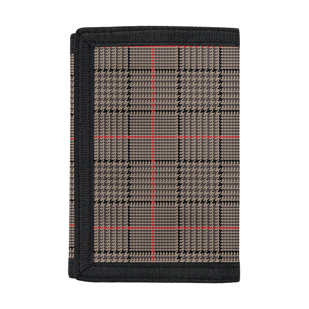 Brown Prince of Wales Check Print Trifold Wallet