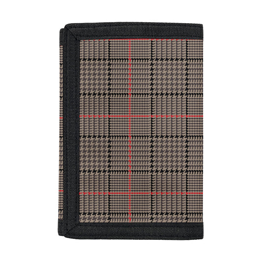 Brown Prince of Wales Check Print Trifold Wallet