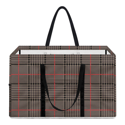 Brown Prince of Wales Check Print Utility Tote Bag
