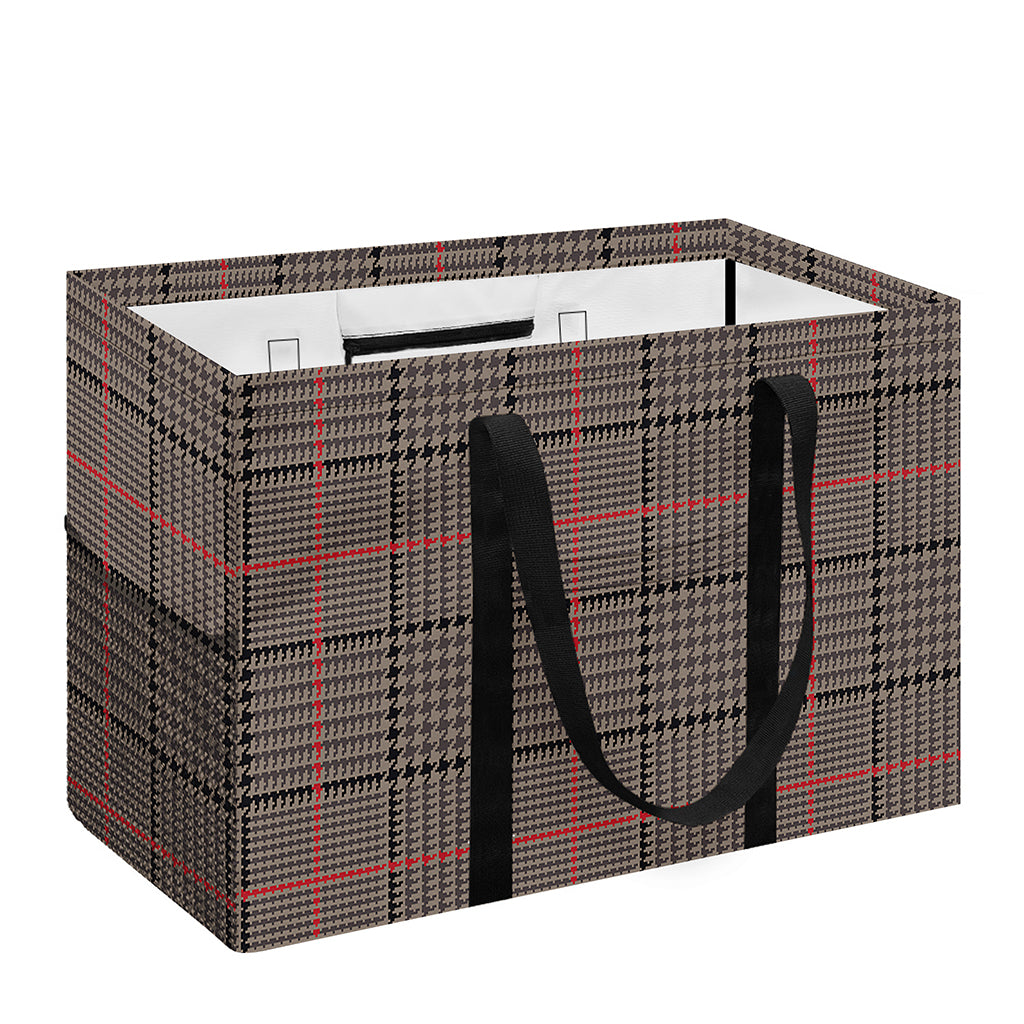 Brown Prince of Wales Check Print Utility Tote Bag