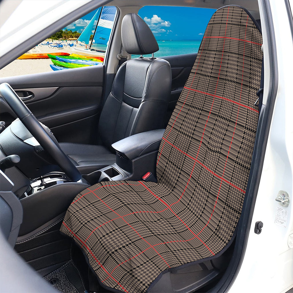 Brown Prince of Wales Check Print Waterproof Car Seat Cover