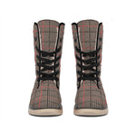 Brown Prince of Wales Check Print Winter Boots
