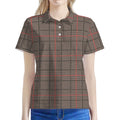 Brown Prince of Wales Check Print Women's Polo Shirt