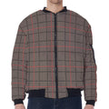Brown Prince of Wales Check Print Zip Sleeve Bomber Jacket