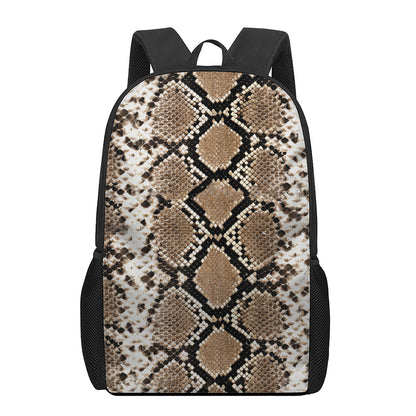 Brown Python Snakeskin Print 17 Inch Backpack
