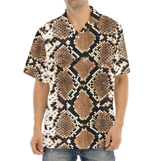 Brown Python Snakeskin Print Aloha Shirt