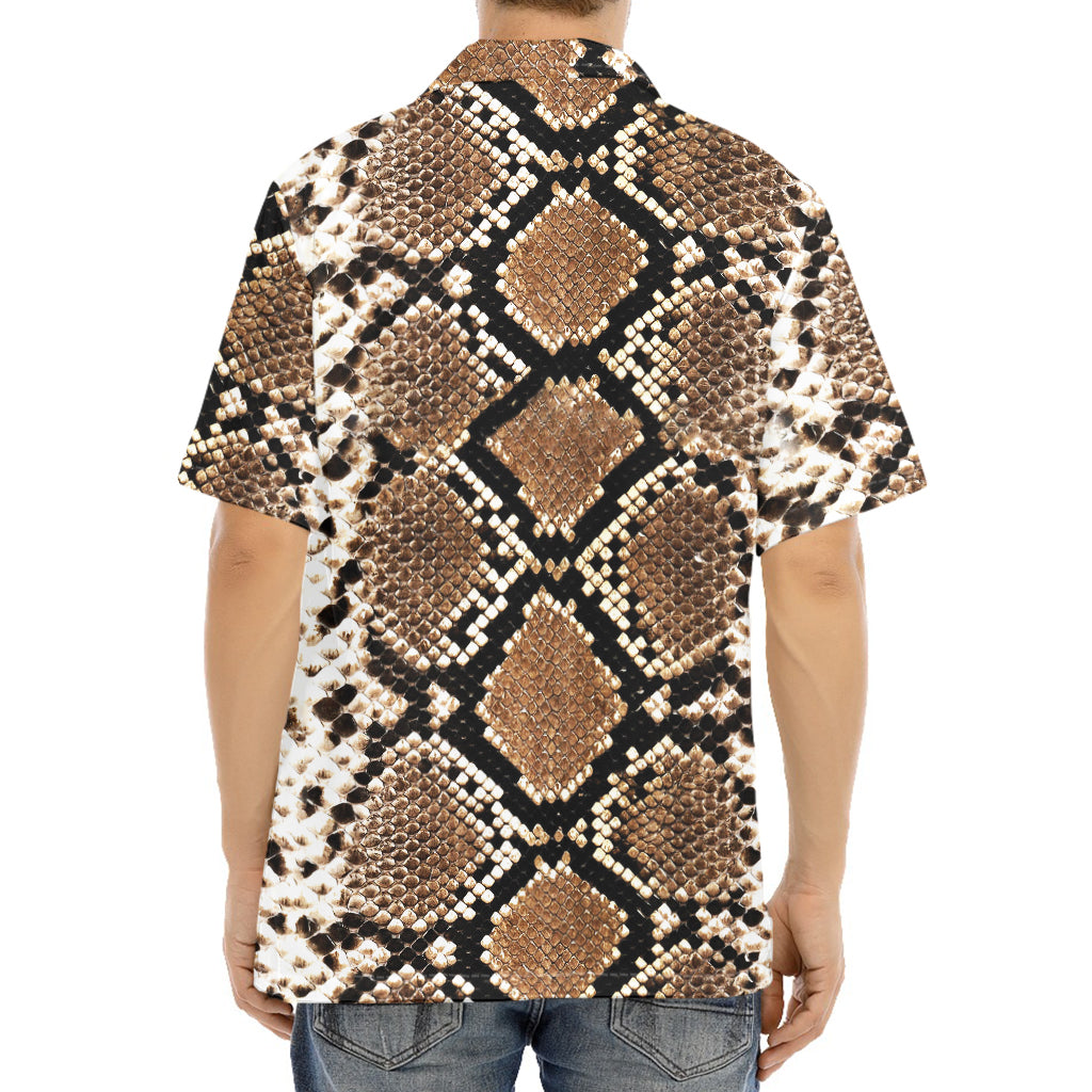 Brown Python Snakeskin Print Aloha Shirt
