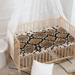 Brown Python Snakeskin Print Baby Crib Sheet