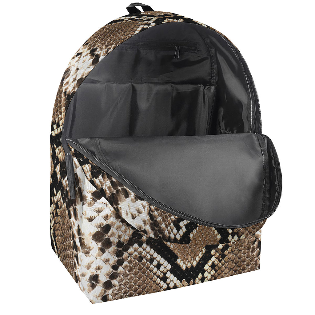 Brown Python Snakeskin Print Backpack