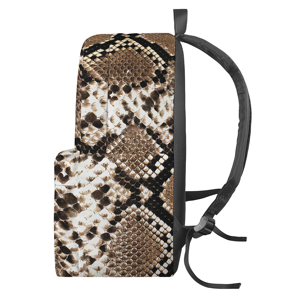 Brown Python Snakeskin Print Backpack