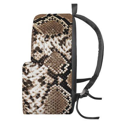 Brown Python Snakeskin Print Backpack