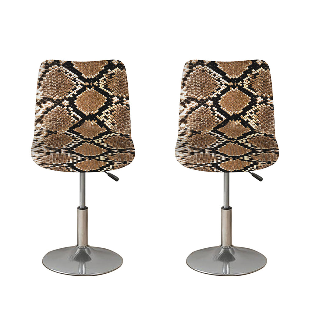 Brown Python Snakeskin Print Bar Stool Covers