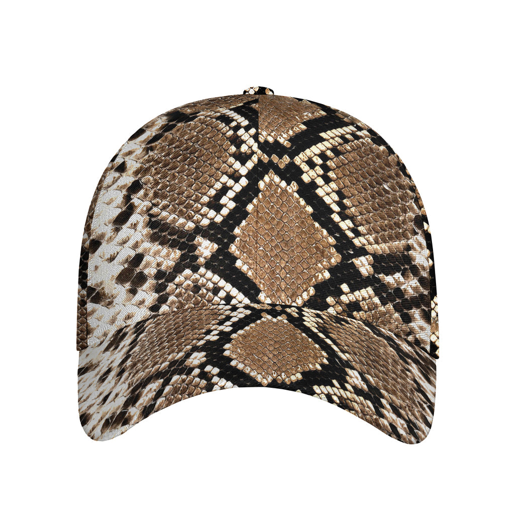 Brown Python Snakeskin Print Baseball Cap