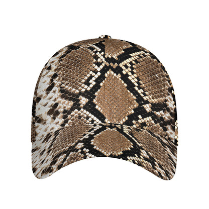 Brown Python Snakeskin Print Baseball Cap