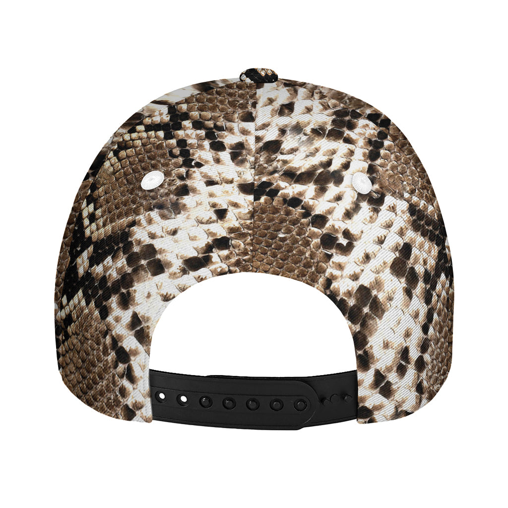 Brown Python Snakeskin Print Baseball Cap