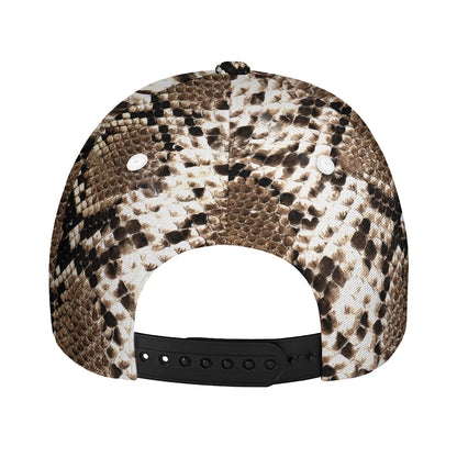 Brown Python Snakeskin Print Baseball Cap