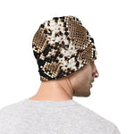 Brown Python Snakeskin Print Beanie