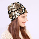 Brown Python Snakeskin Print Beanie
