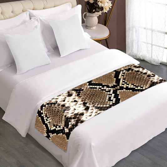 Brown Python Snakeskin Print Bed Runner