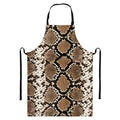 Brown Python Snakeskin Print Bib Apron With Pocket