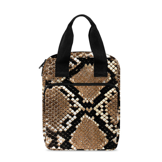 Brown Python Snakeskin Print Bible Tote Bag