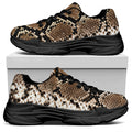 Brown Python Snakeskin Print Black Chunky Shoes