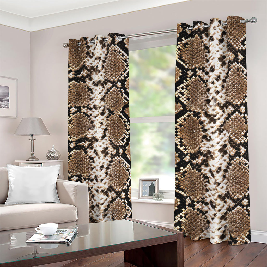 Brown Python Snakeskin Print Blackout Grommet Curtains