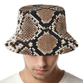 Brown Python Snakeskin Print Bucket Hat