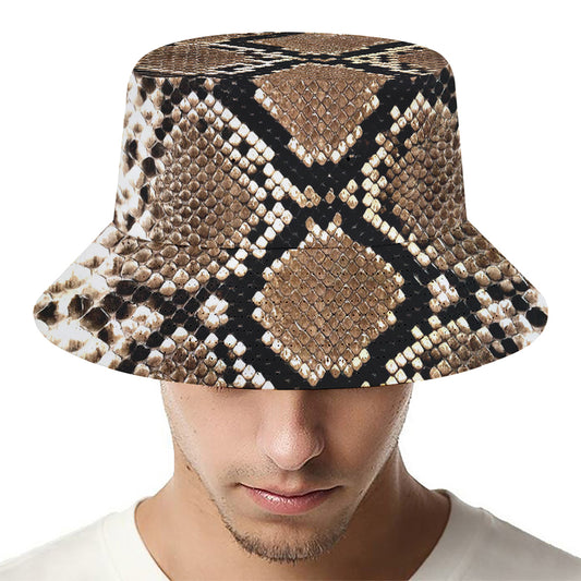 Brown Python Snakeskin Print Bucket Hat