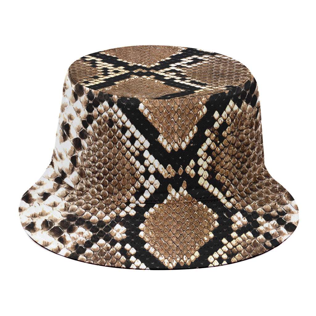 Brown Python Snakeskin Print Bucket Hat