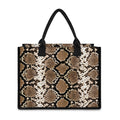 Brown Python Snakeskin Print Canvas Tote Bag