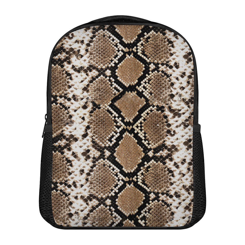 Brown Python Snakeskin Print Casual Backpack