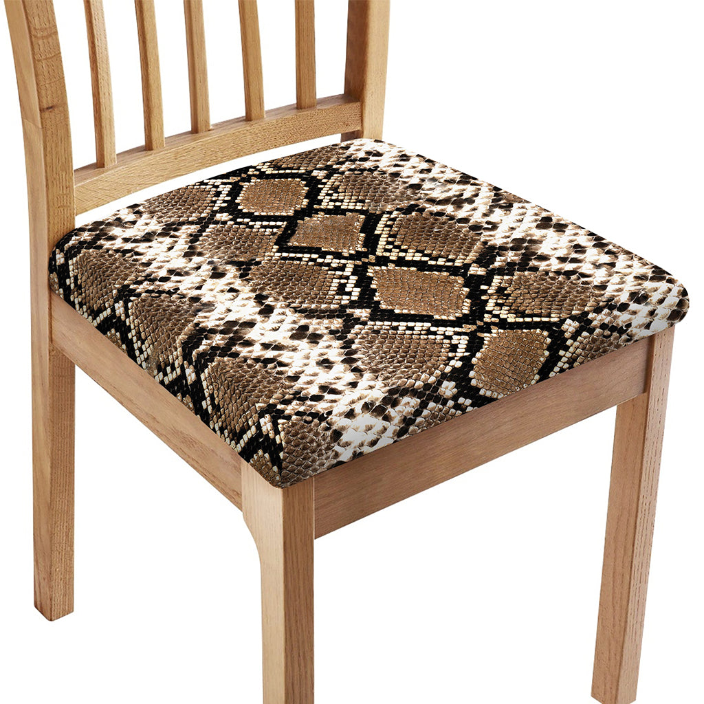 Brown Python Snakeskin Print Chair Cushion Cover