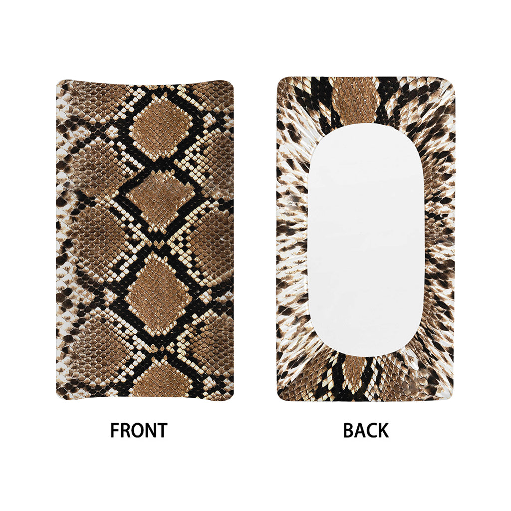 Brown Python Snakeskin Print Changing Pad Cover