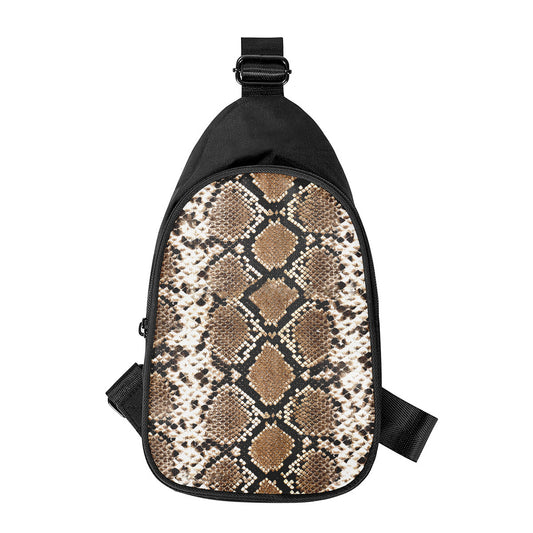 Brown Python Snakeskin Print Chest Bag