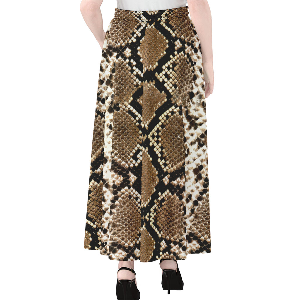 Brown Python Snakeskin Print Chiffon Maxi Skirt