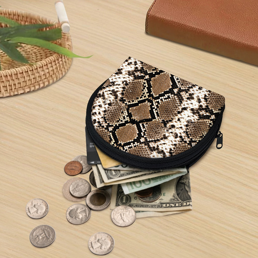 Brown Python Snakeskin Print Coin Purse