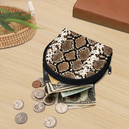Brown Python Snakeskin Print Coin Purse