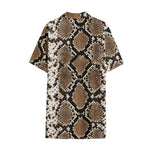 Brown Python Snakeskin Print Cotton Hawaiian Shirt