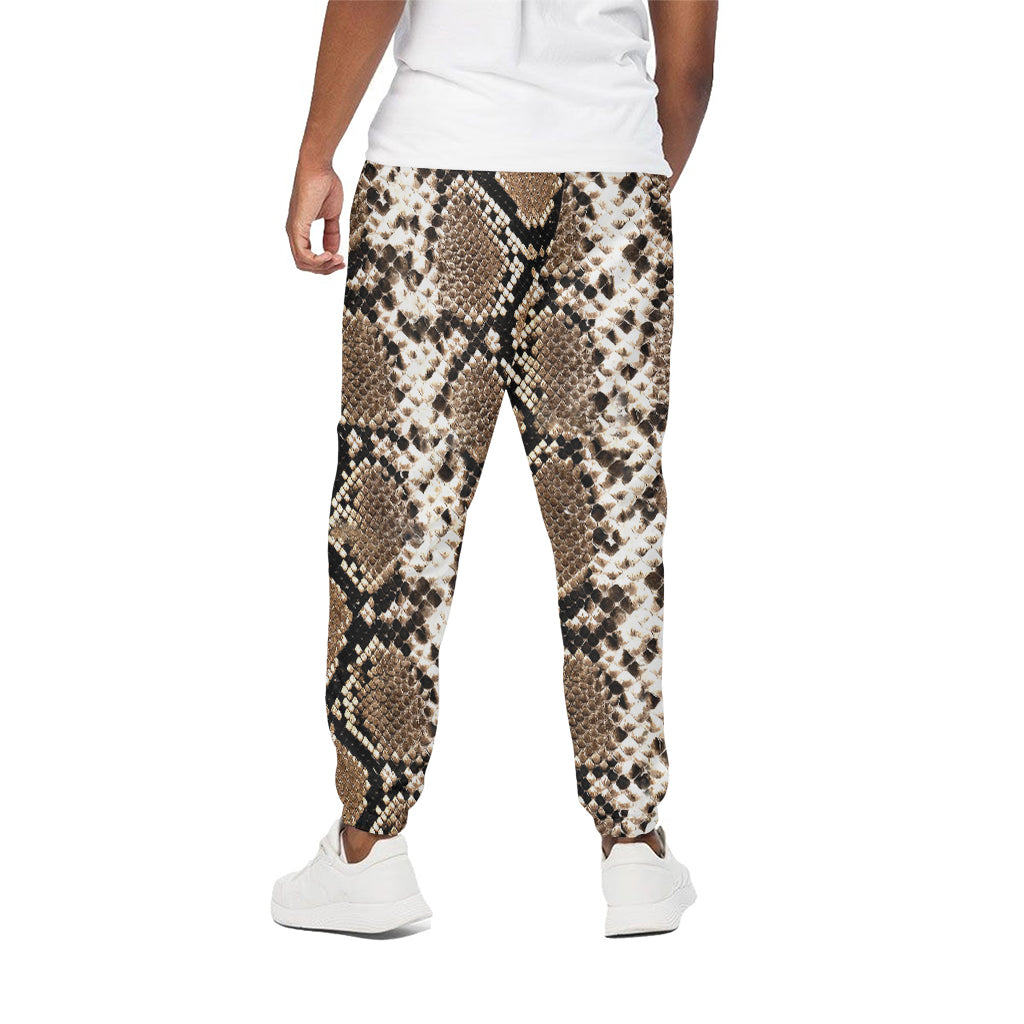 Brown Python Snakeskin Print Cotton Pants