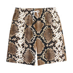 Brown Python Snakeskin Print Cotton Shorts