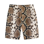 Brown Python Snakeskin Print Cotton Shorts
