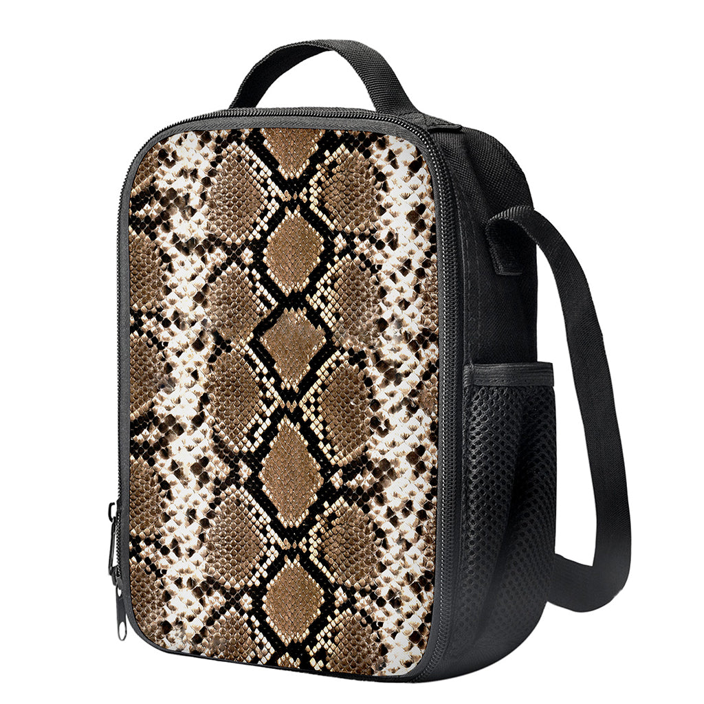 Brown Python Snakeskin Print Crossbody Lunch Bag