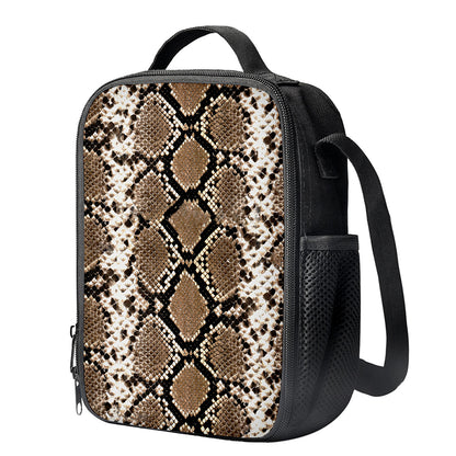 Brown Python Snakeskin Print Crossbody Lunch Bag