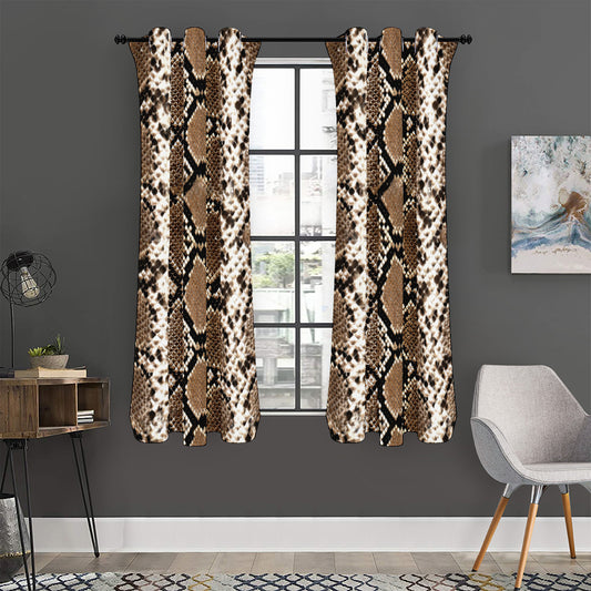 Brown Python Snakeskin Print Curtain